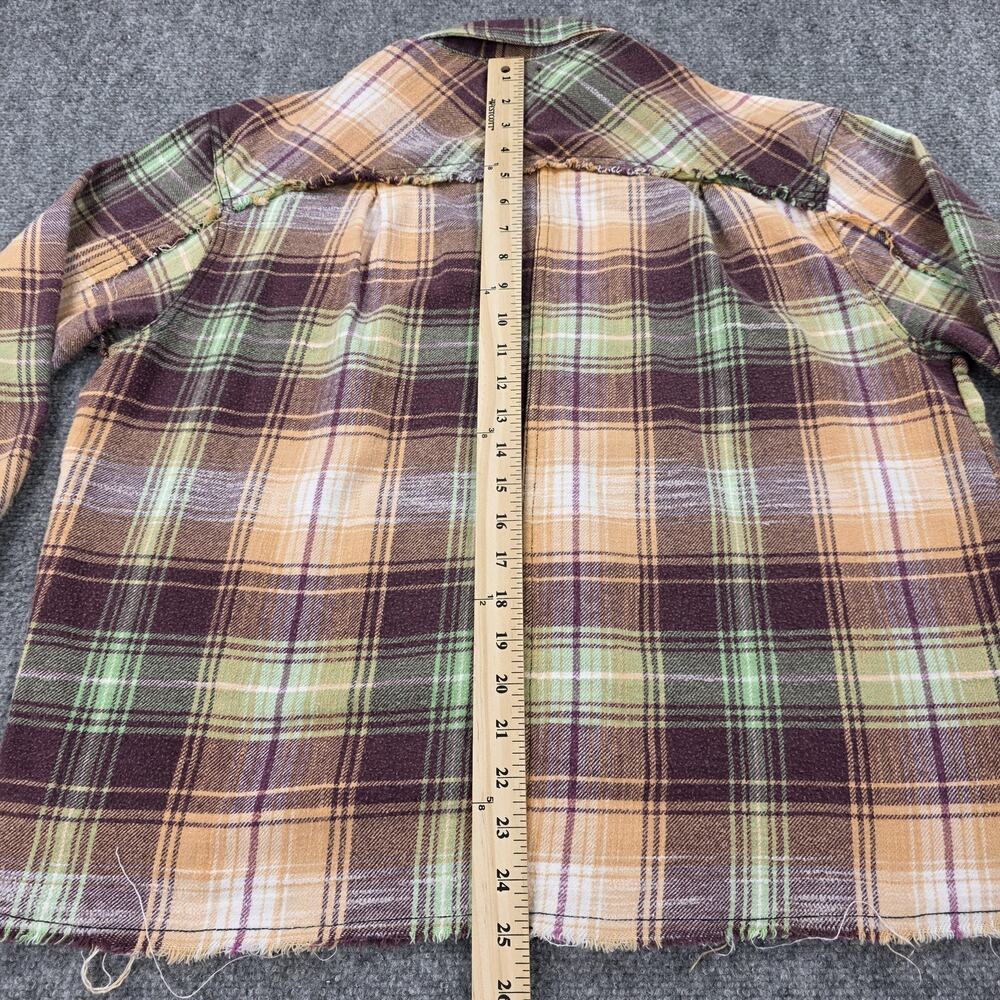 BDG Shirt Womens XS Multicolor Plaid Flannel Raw Hem Button Up Relaxed Fit Boho - Picture 7 of 16